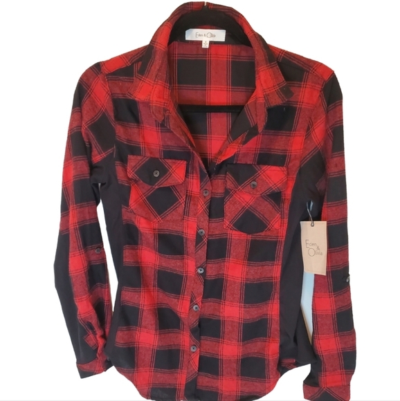 🍁New Red and Black Buffalo Plaid Top Size Small - Picture 1 of 7